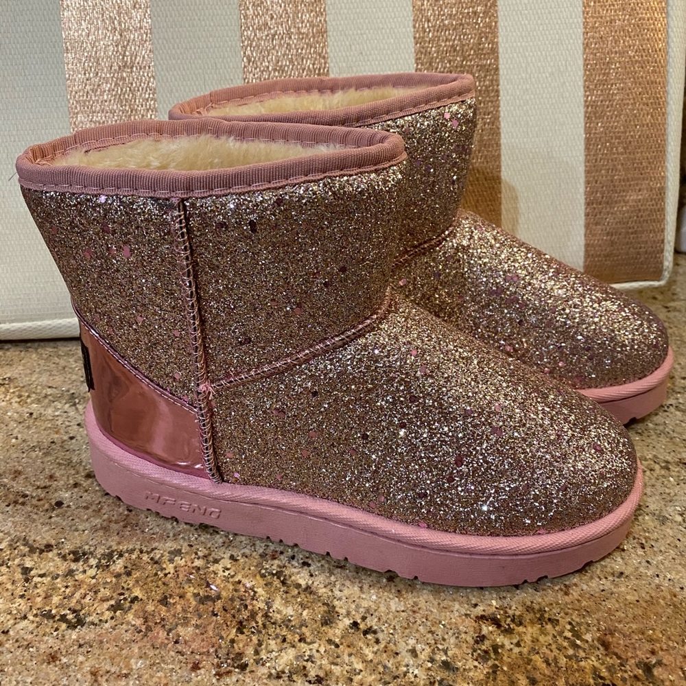 New Pink Glitter Winter Bootie